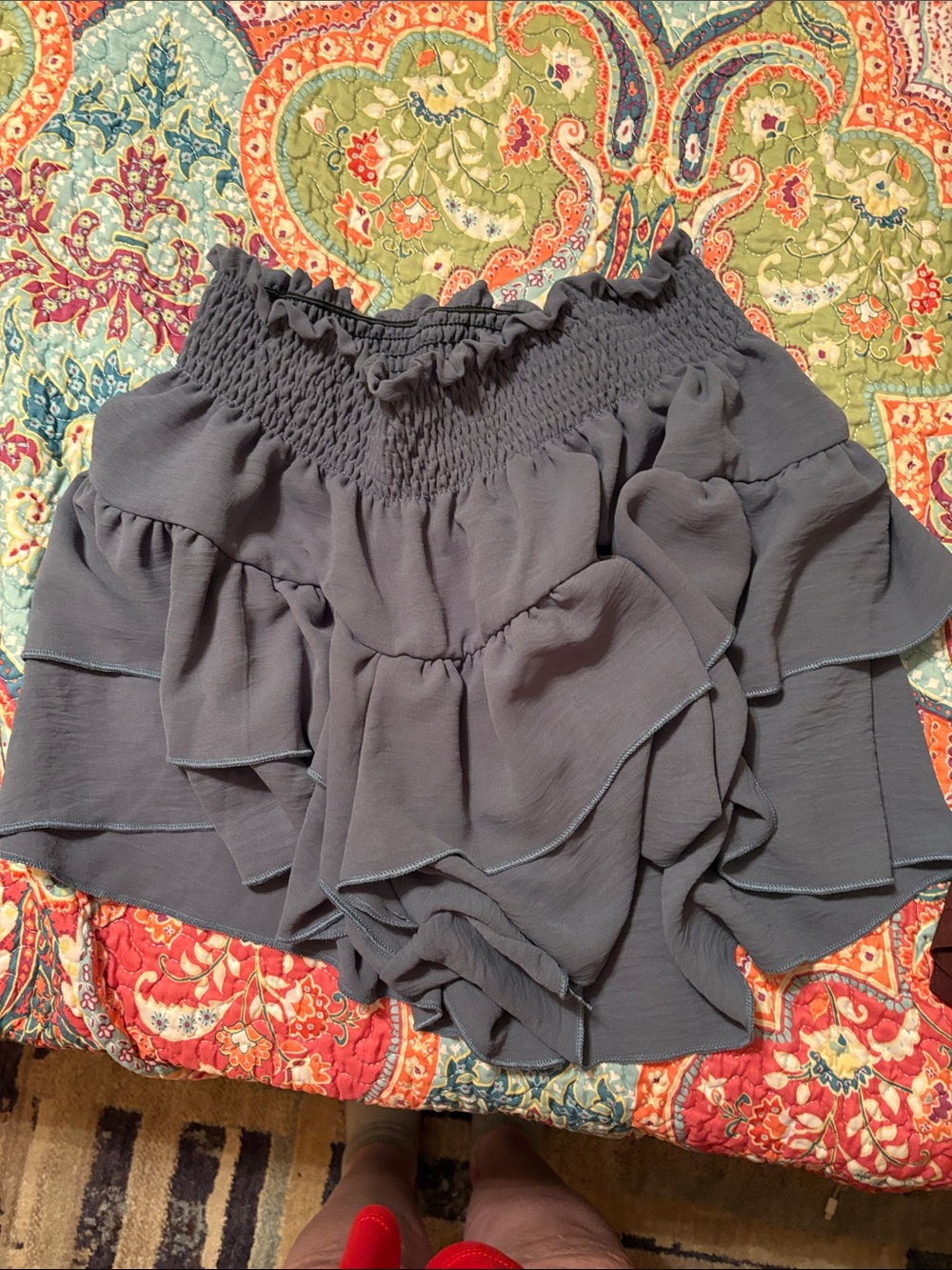 Women's Ruffle Layered Shorts — Slate Gray